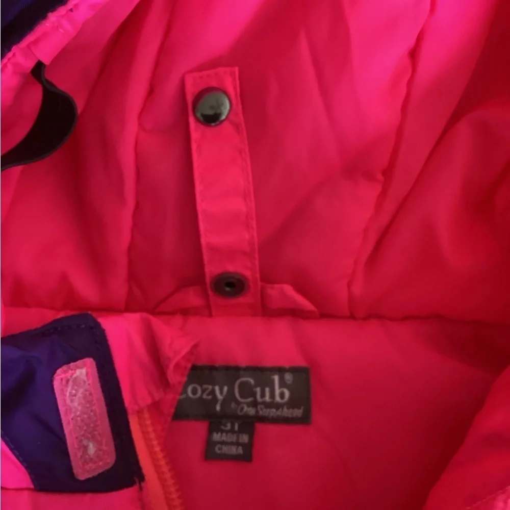 Cozy Cub 3T toddler jacket Pink/Purple Mitten/Gloves  lamps hat button loop Cr30